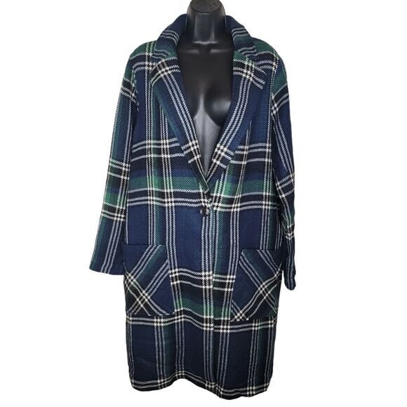 Susina Women's Plaid & Herringbone Long Coat Jacket Plus Size 1X - Picture 2 of 7